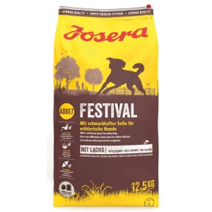 Josera Festival Hunde-Trockenfutter, 12,5 kg Sack. Trockenfutter mit Soße und Lachs für wählerische, aktive Hunde.
