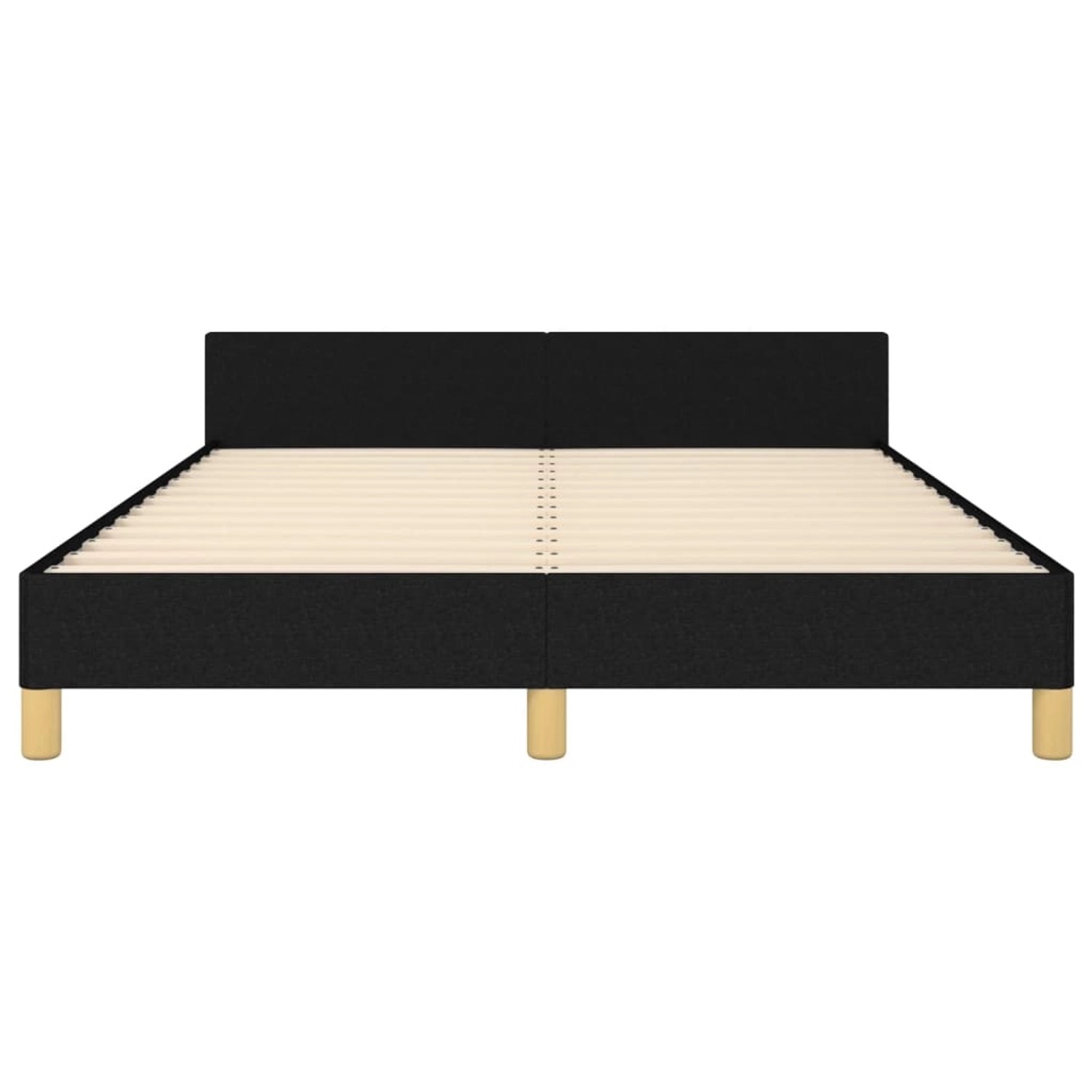 Schwarzes Stoff-Bettgestell 140x190 cm mit Kopfteil für erholsamen Schlaf.