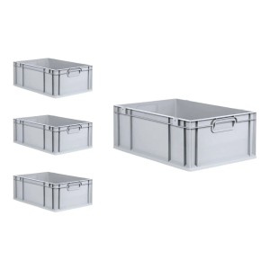 PROREGAL SuperSparSet: 4 graue Euroboxen mit Deckel, 40x60 cm, ideal zur Aufbewahrung.