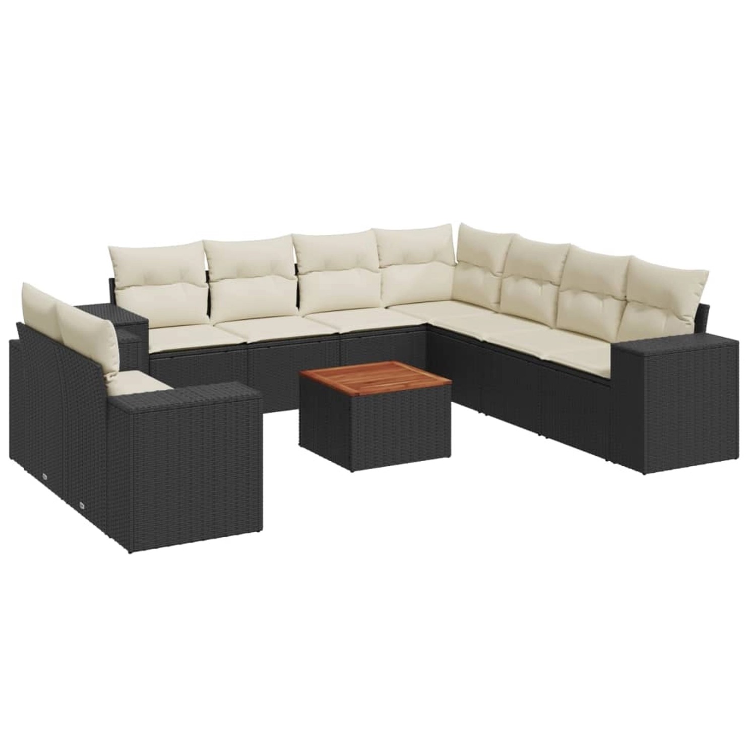 vidaXL 10-Tlg Garten-Sofagarnitur mit Kissen Schwarz Poly Rattan 3225510 günstig online kaufen