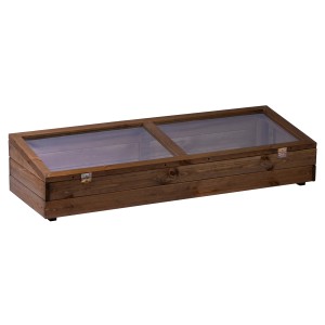 Dunkelbrauner Dobar Frühbeet-Aufsatz aus FSC®-Holz für Hochbeet, 117x40x16cm.