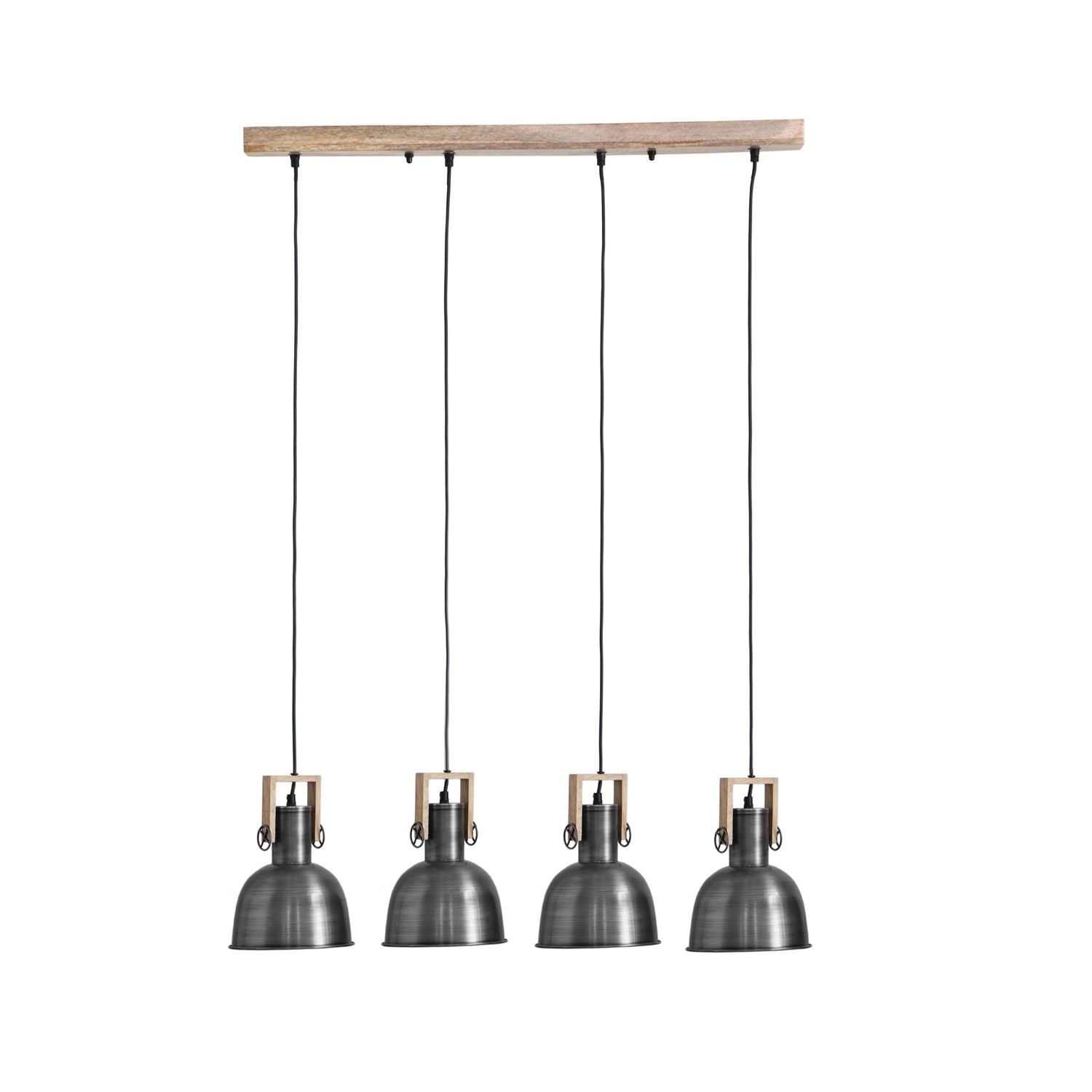 Globo Hängeleuchte Hermi I Metallfarben/Holz 4-flammig 90 x 12 cm