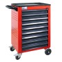 Roter PROREGAL Werkstattwagen Cheetah mit 9 Schubladen, 96x61x45 cm, für Werkstatt und Garage.