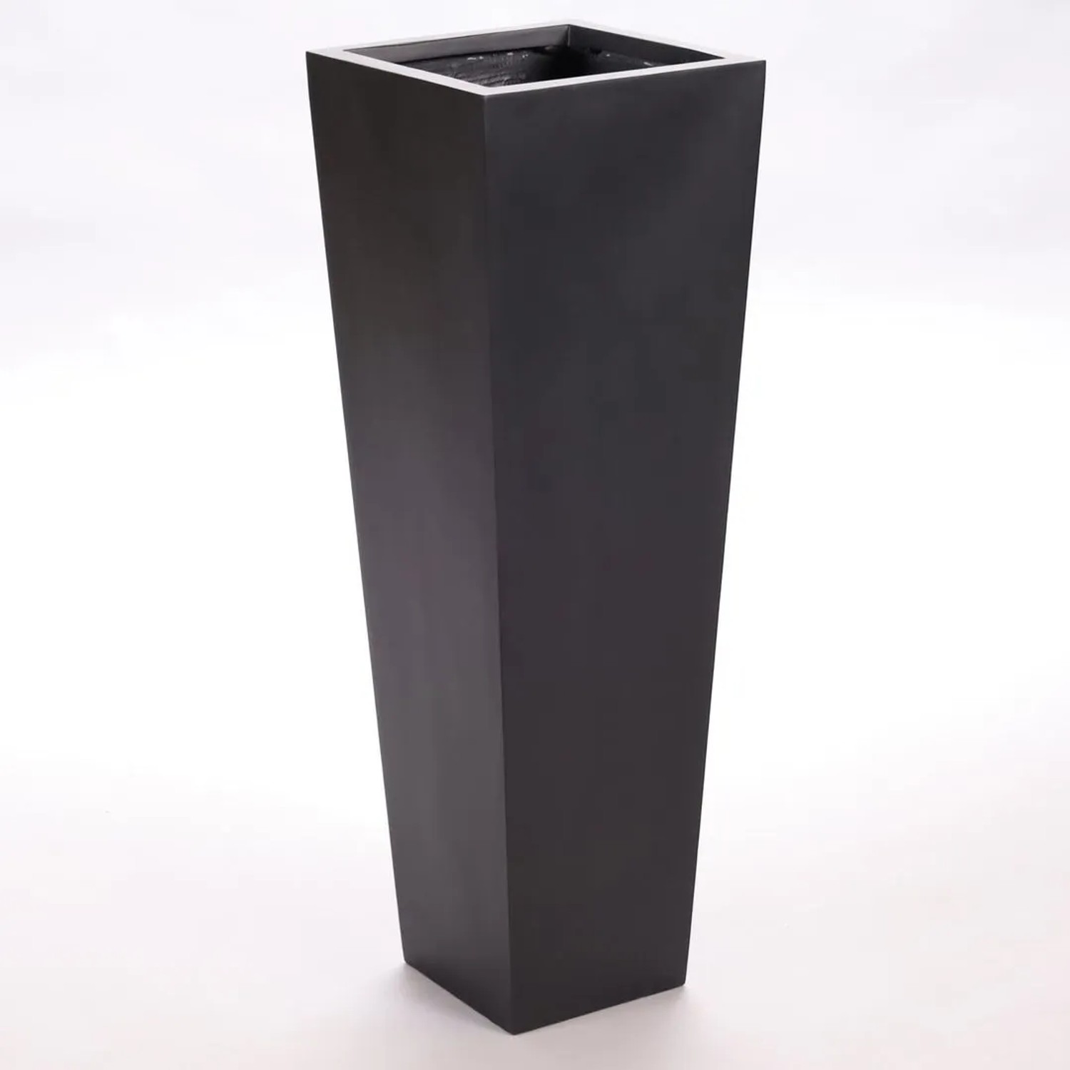 Elegant Einrichten Pflanzkübel Fiberglas Säule konisch 30x30x90cm Elegant Schwarz matt