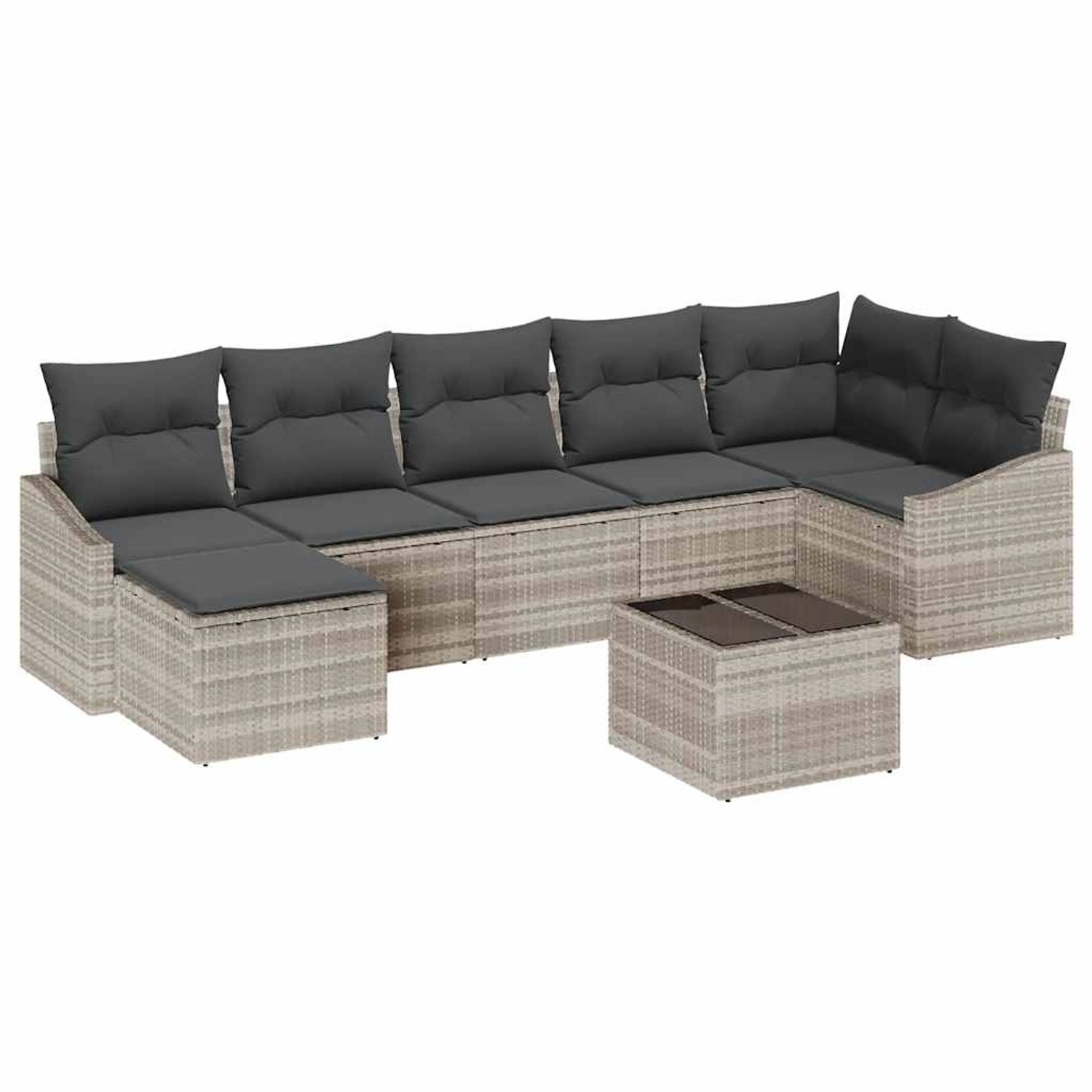 vidaXL Garten-Sofa-Set 8-Tlg Hellgrau Poly Rattan 3346822 günstig online kaufen