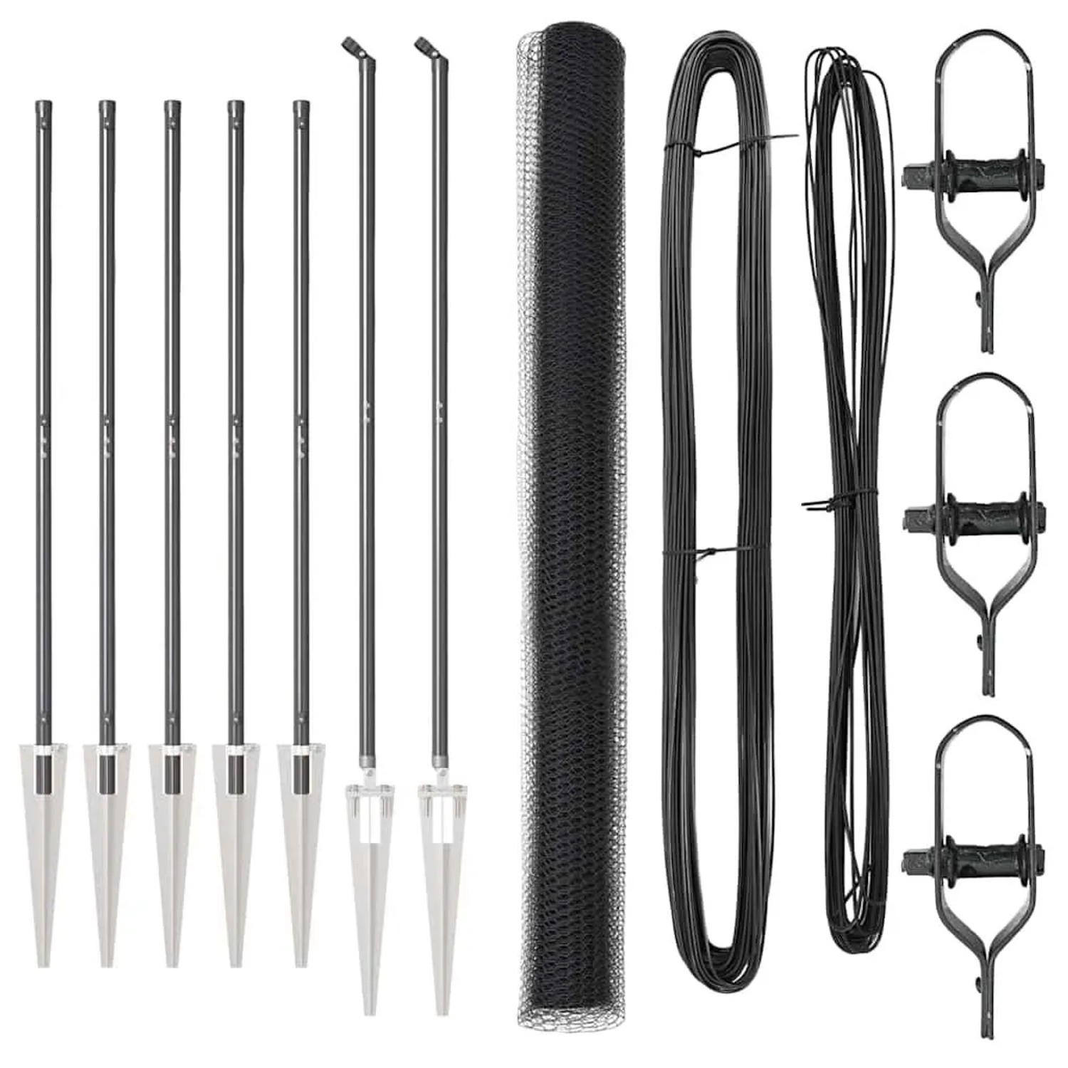 vidaXL Zaunpfosten Grau 10 x 1,6 m 13 mm Netz Stahl und PVC 3353215 günstig online kaufen