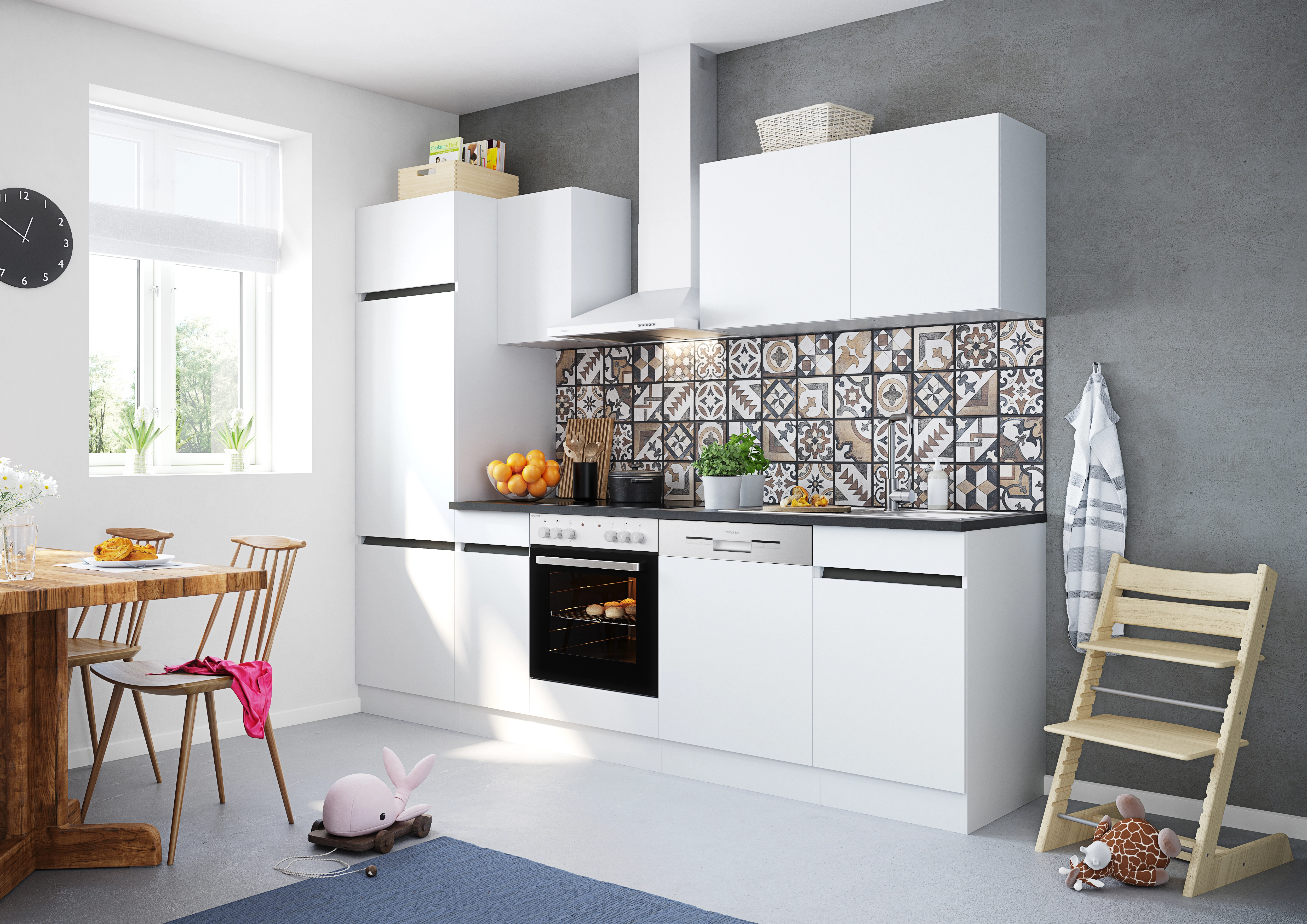 Optifit Küchenzeile OPTIkombi Luca932 mit E-Geräten 270 cm Breite Weiß  kaufen bei OBI
