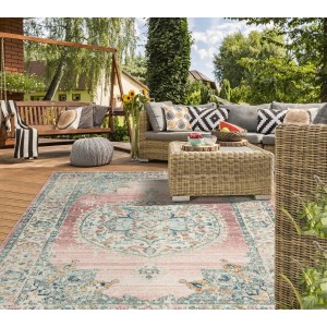 Floornovo Indoor & Outdoor Teppich Pink Gemustert 290 x 200 cm