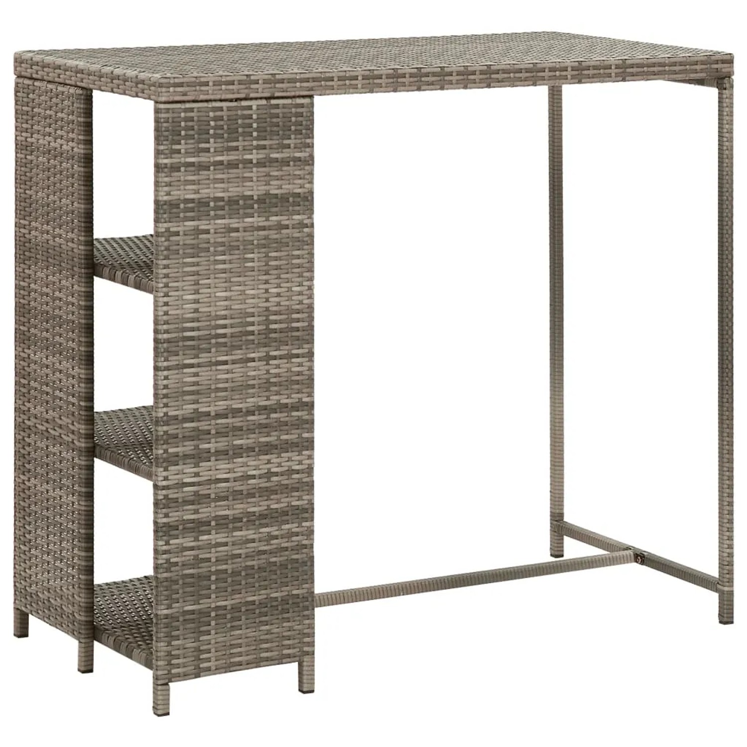 Graues vidaXL Gartenbar-Set aus Polyrattan mit Tisch und Barhockern. Ideal für Garten und Terrasse.