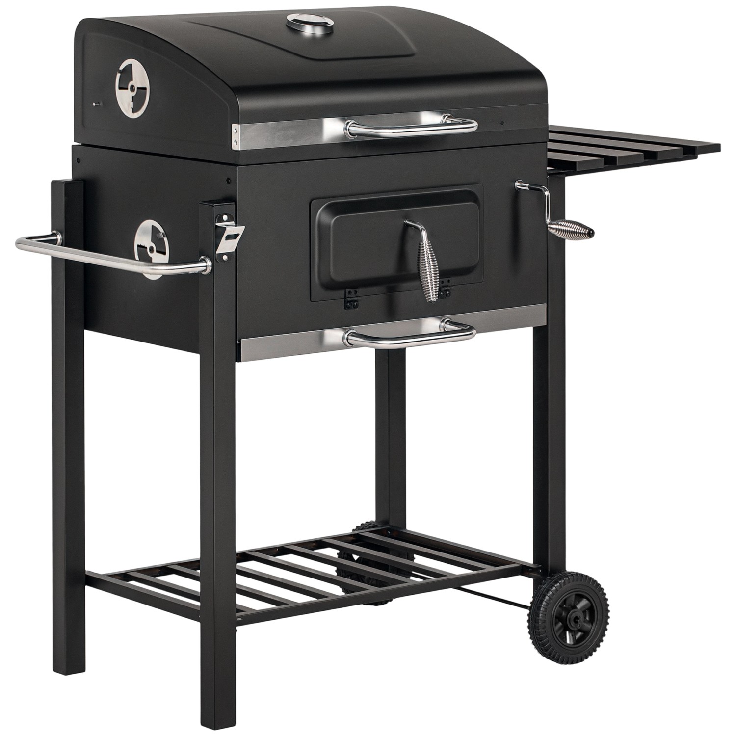Outsunny Holzkohlgrill Edelstahl Metall Schwarz 113L x 65B x 108H cm