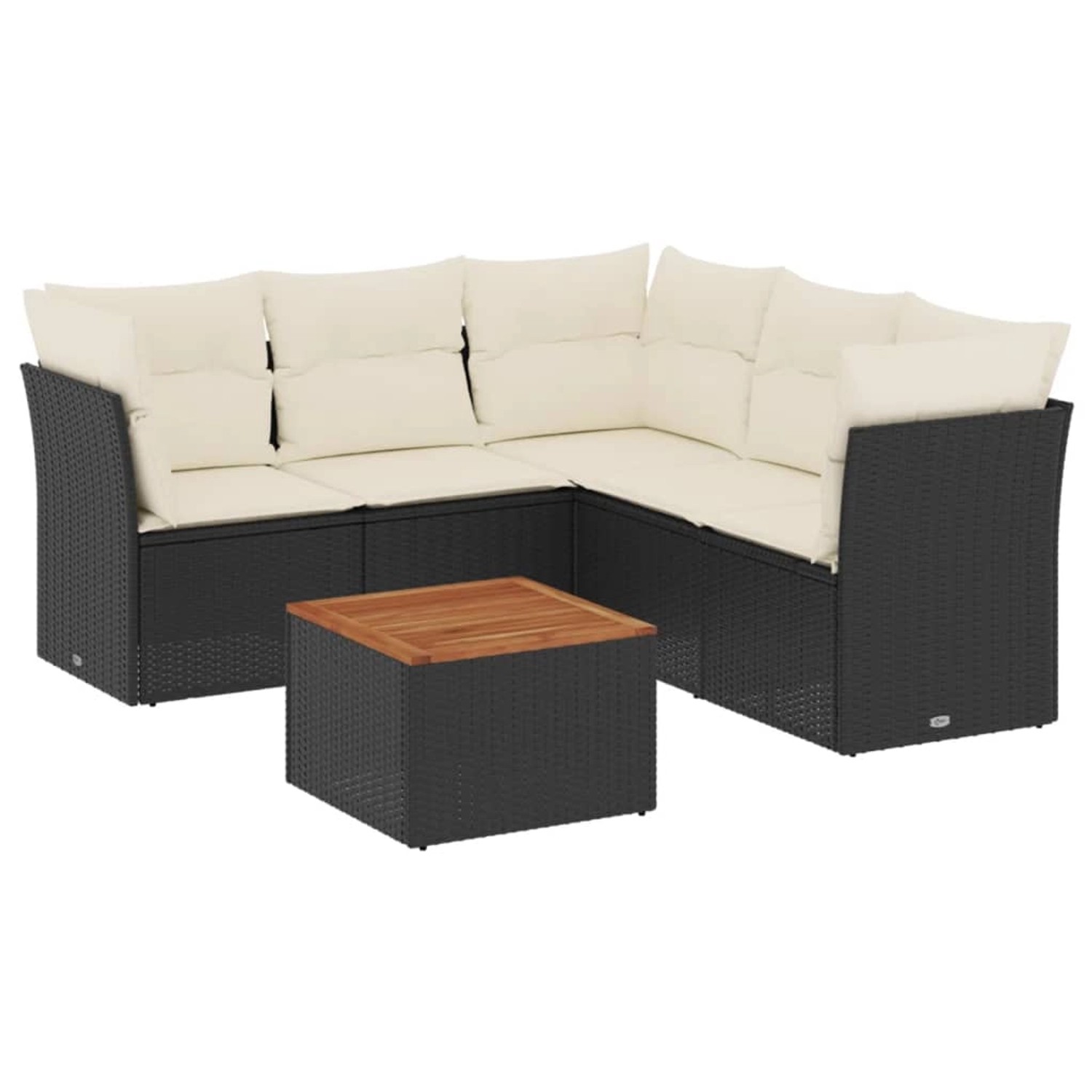 vidaXL 6-Tlg Garten-Sofagarnitur mit Kissen Schwarz Poly Rattan 3255965 günstig online kaufen