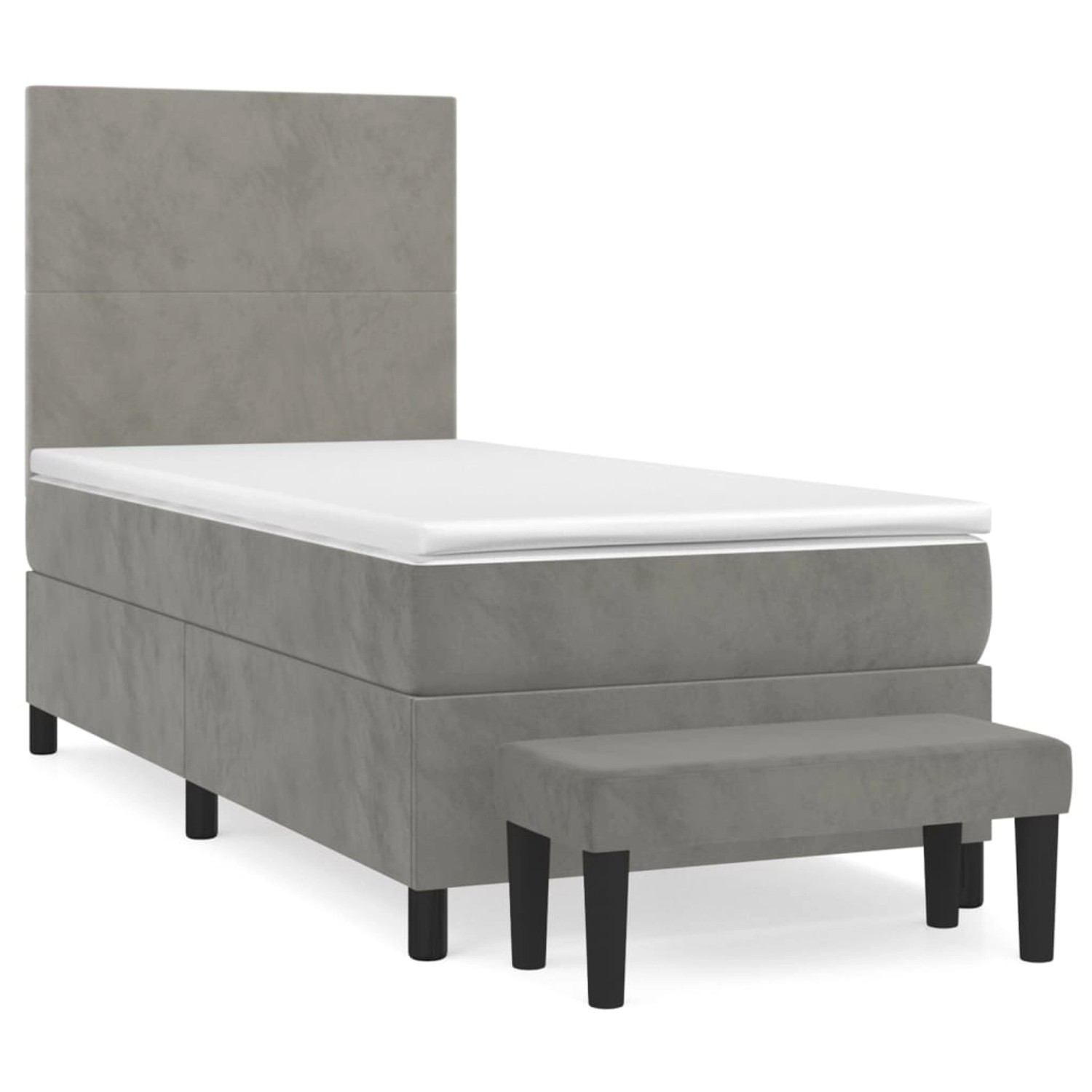 vidaXL Boxspringbett mit Matratze Hellgrau 90x200 cm Samt1357145 günstig online kaufen