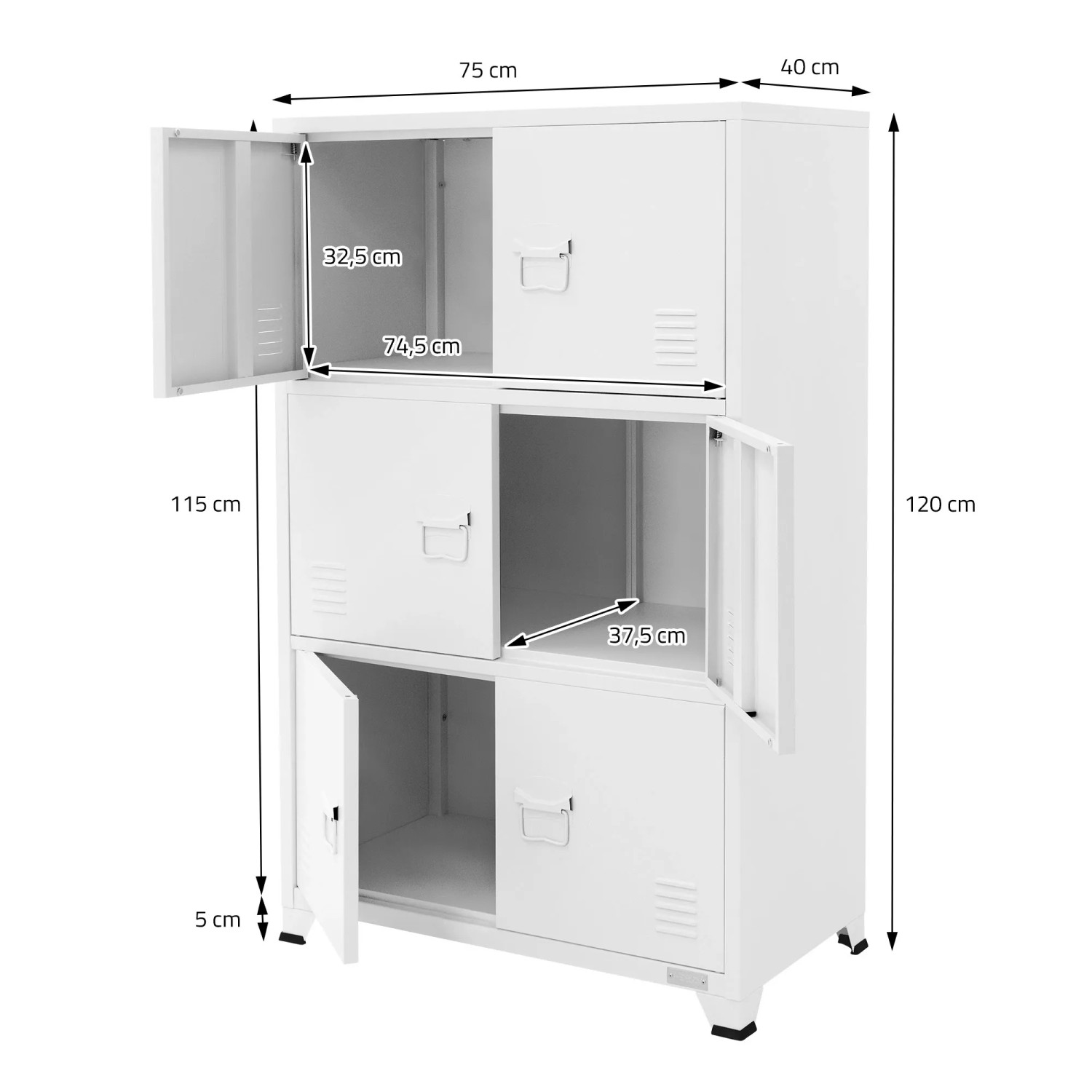 ML-Design Aktenschrank 75 x 40 x 120 cm Weiß Stahl kaufen bei OBI
