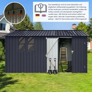 Albatros Gerätehaus XXXL  Verzinktes Metall in Anthrazit Inkl. Schloss & Werkzeughaken Wetterfester Geräteschuppen