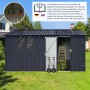 Albatros Gerätehaus XXXL Verzinktes Metall in Anthrazit Inkl. Schloss & Werkzeughaken Wetterfester Geräteschuppen_3