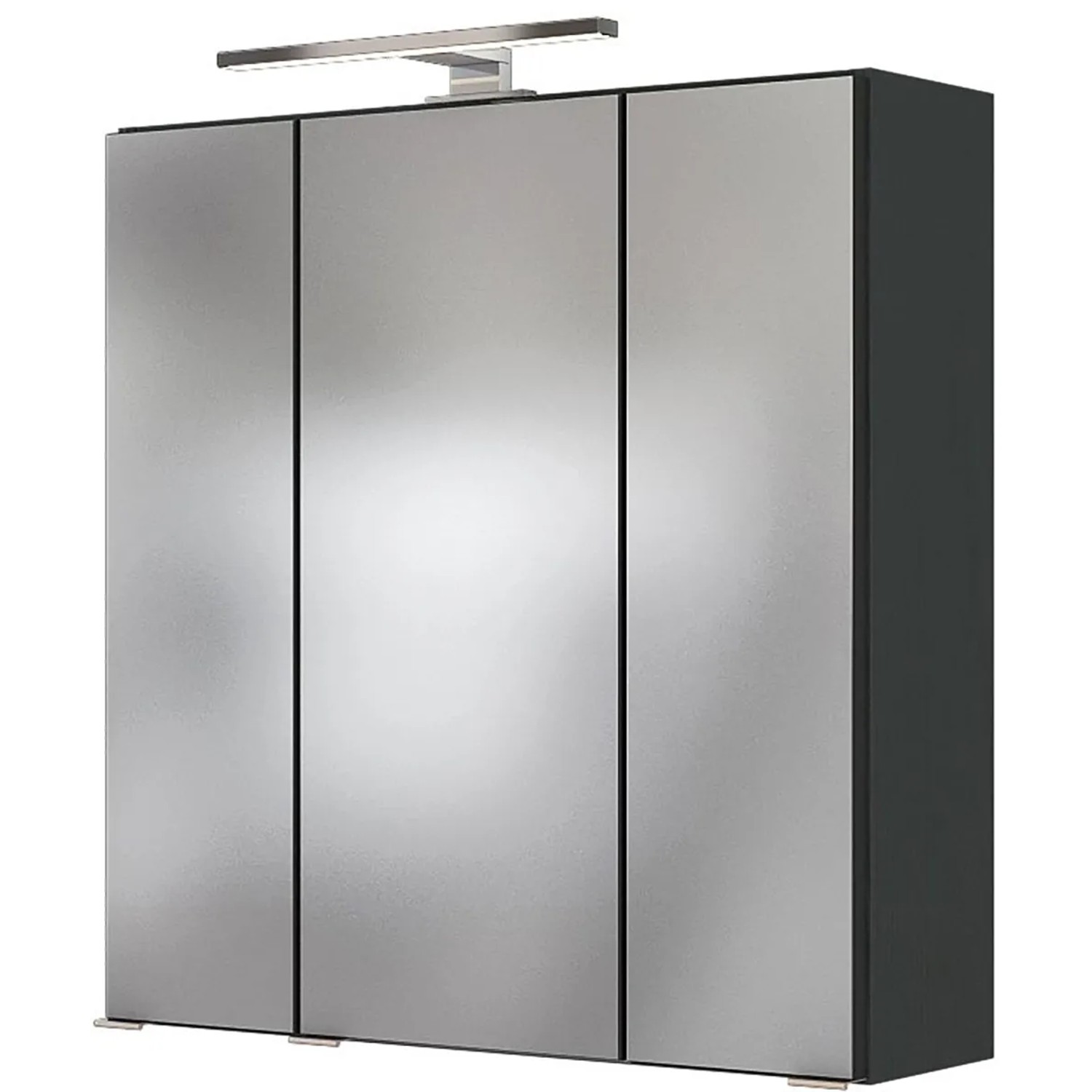 Held Möbel Badmöbel-Set Bari: Spiegelschrank mit LED-Leuchte in Wotaneiche/Graphitgrau.