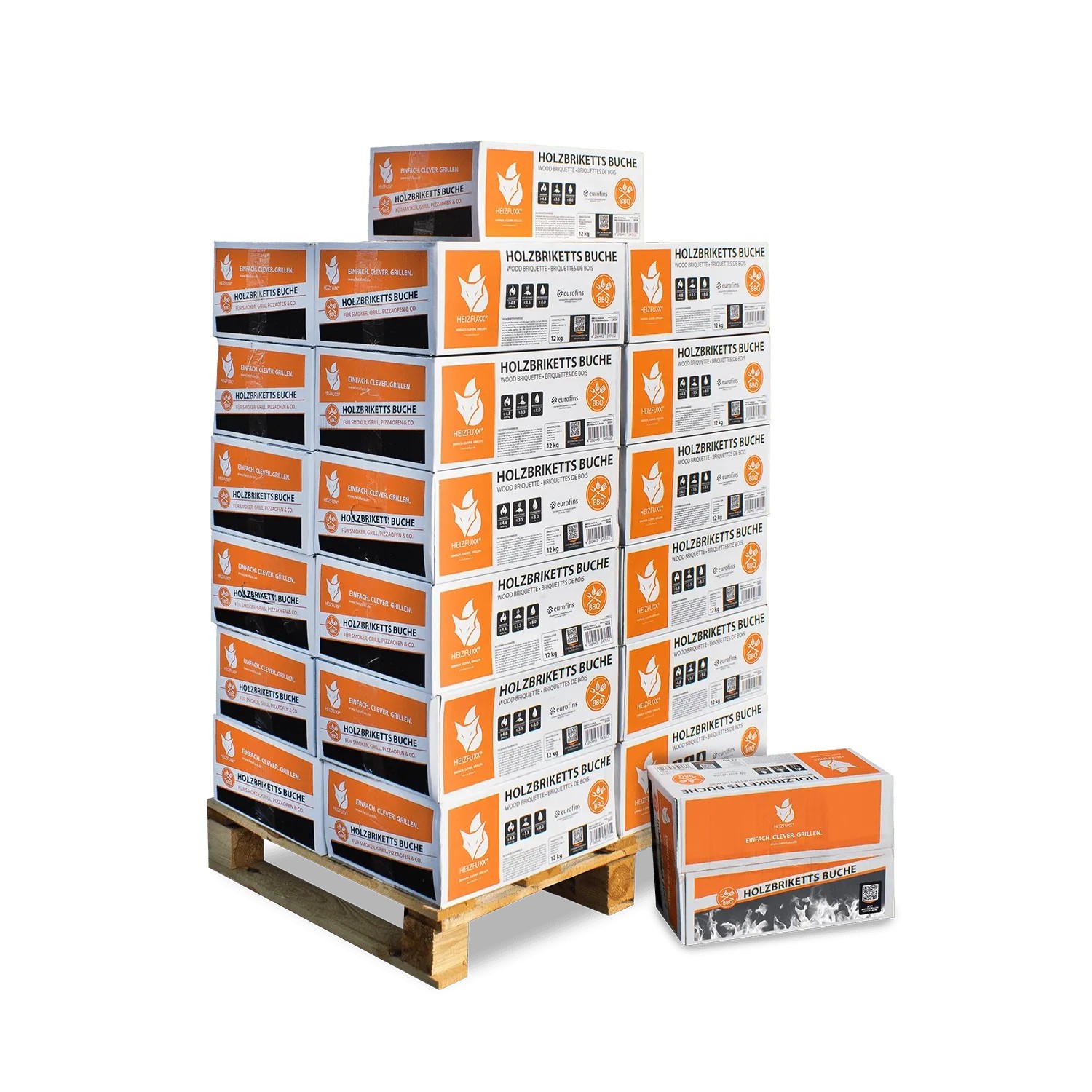 Heizfuxx Nestro M Holzbriketts Hartholz im Karton 12kg x 25 Karton 300kg Palette