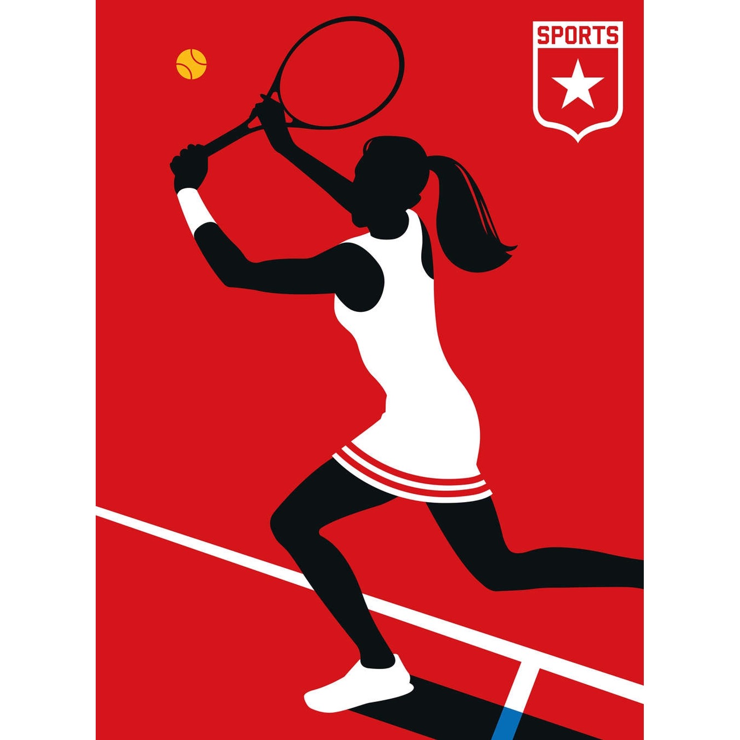 Fototapete Tennispieler Rot Weiß Gelb Schwarz 2,00 m x 2,70 m FSC®