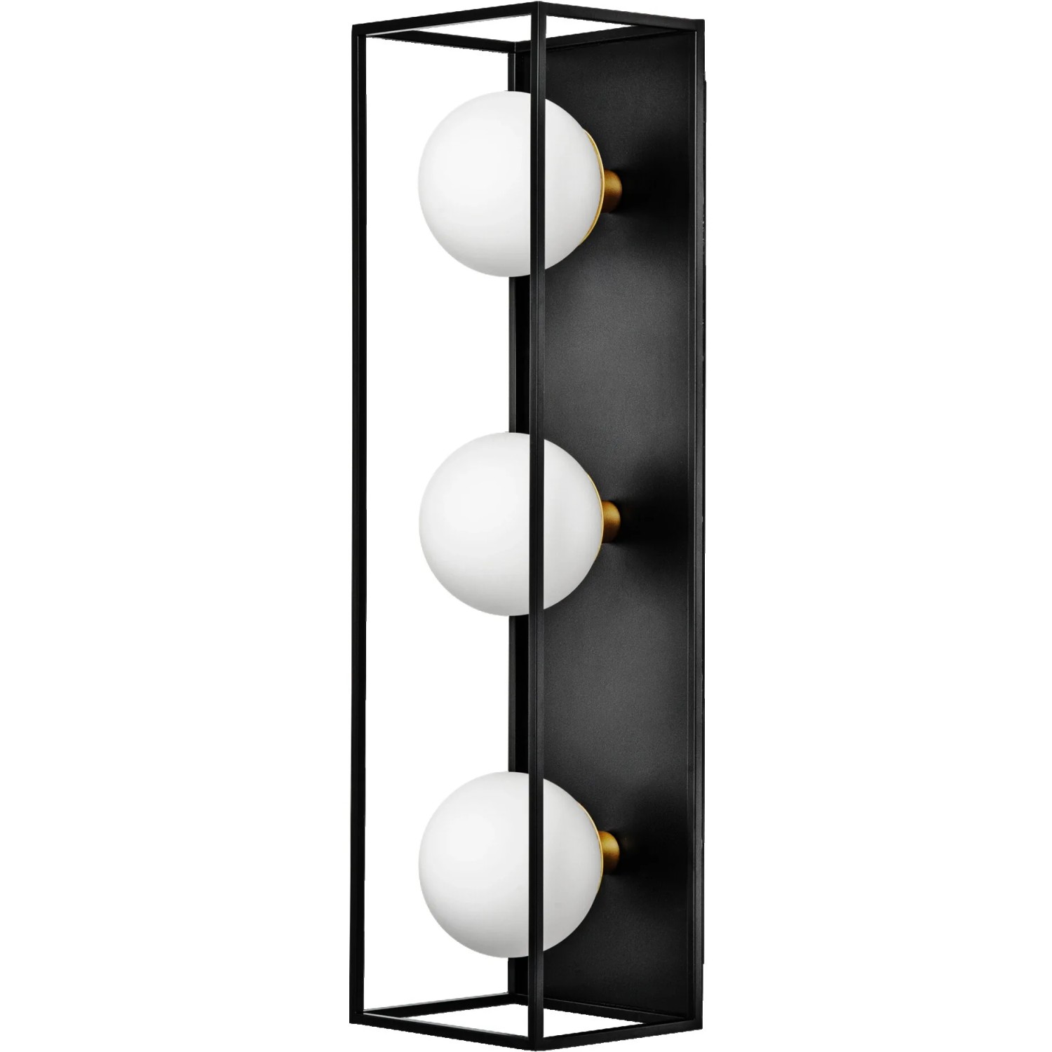 Moderne Ledvance Bad-Wandleuchte Decor Square, 3-flammig, schwarz mit weißen Kugeln.