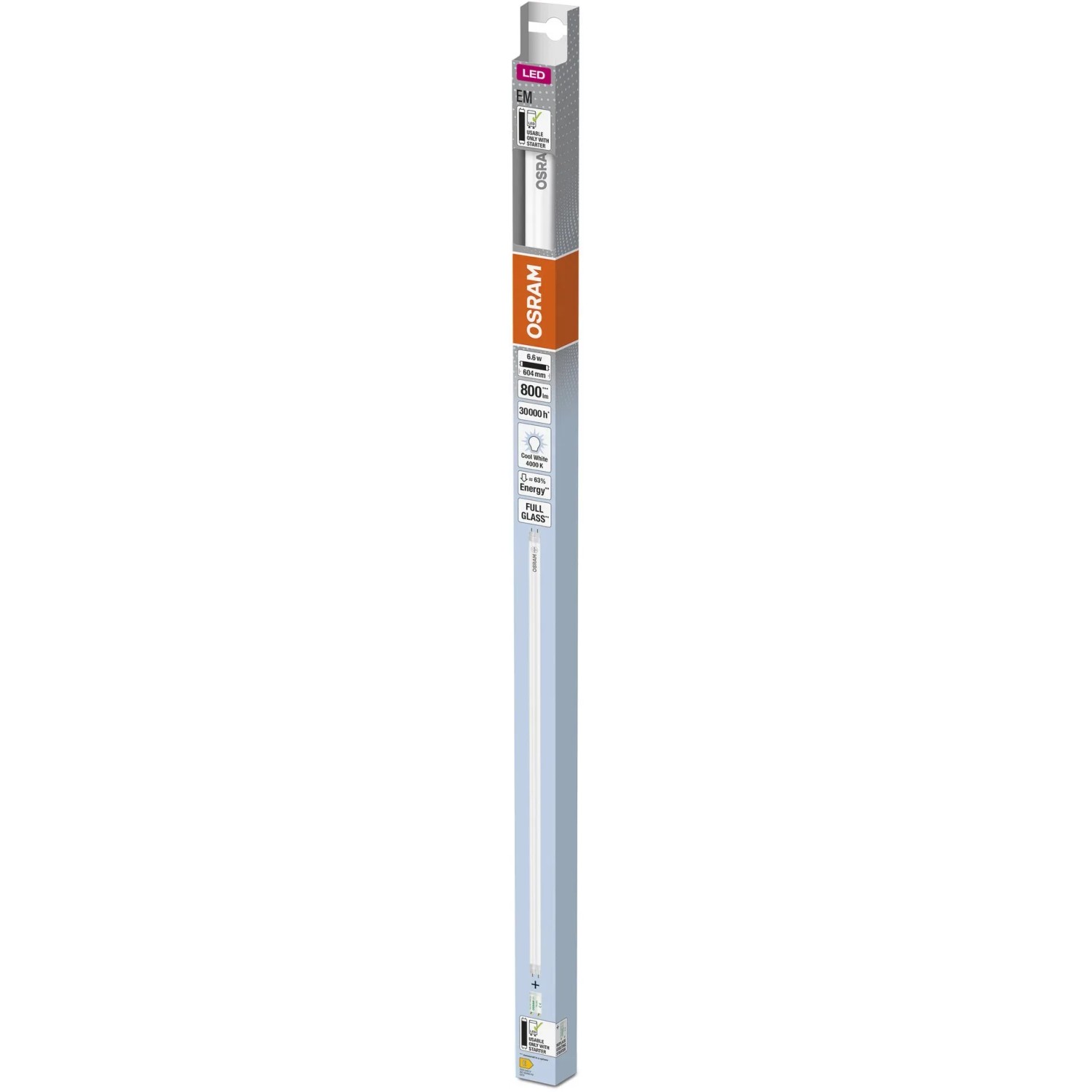 Osram LED-Leuchtstofflampe, 60cm, Kaltweiß, in Verpackung.