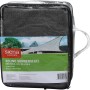 Verpacktes, graues, dreieckiges Sonnensegel Solino von Siena Garden, 3,6x3,6x3,6 m.