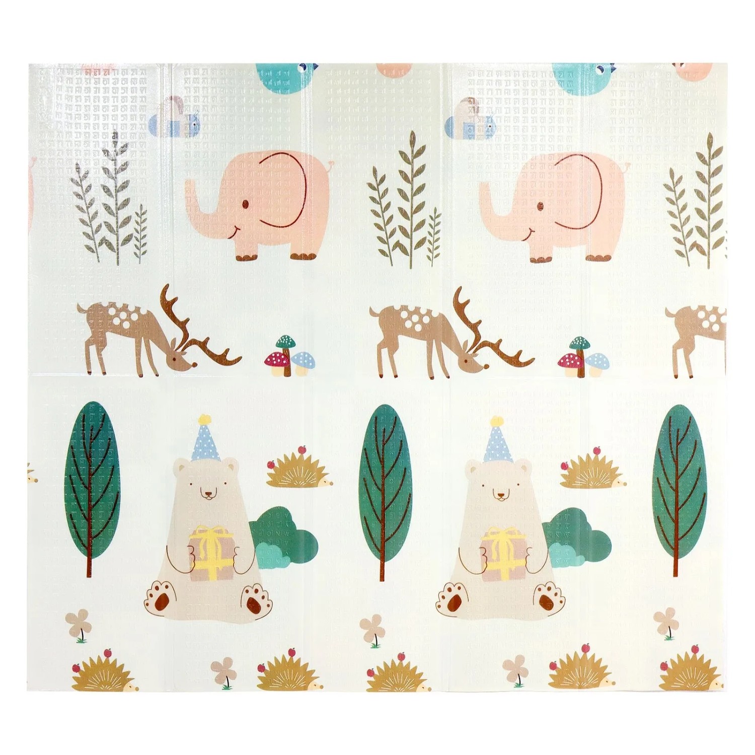 CCLIFE Krabbelmatte Baby Spielmatte Kinder 196 x 176 x 1 cm Faltbar Wasserdicht Mammut Wald Elfen