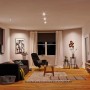 Wohnzimmer mit Paulmann LED-Einbaustrahler Base Coin (3er) in Eisen, schwenkbar und warmweiß.