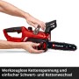 Einhell Akku-Kettensäge GE-LC 18/25 Li Solo in Rot, Kettenspannung wird eingestellt.