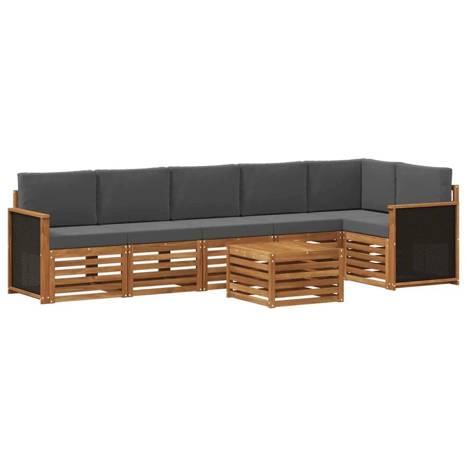 vidaXL Ecksofa Set mit Kissen 6 Stk Natur und Anthrazit 3384433