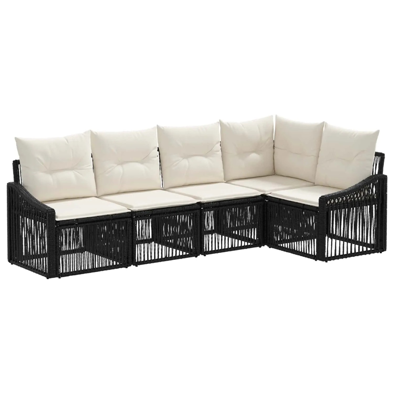 vidaXL Gartensofa-Set 5-Tlg Schwarz Poly-Rattan 3436003