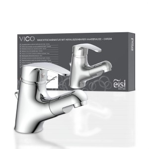 Eisl Waschtischarmatur Vico Chrom mit Brause, glänzende Chrom-Optik für Ihr Badezimmer.
