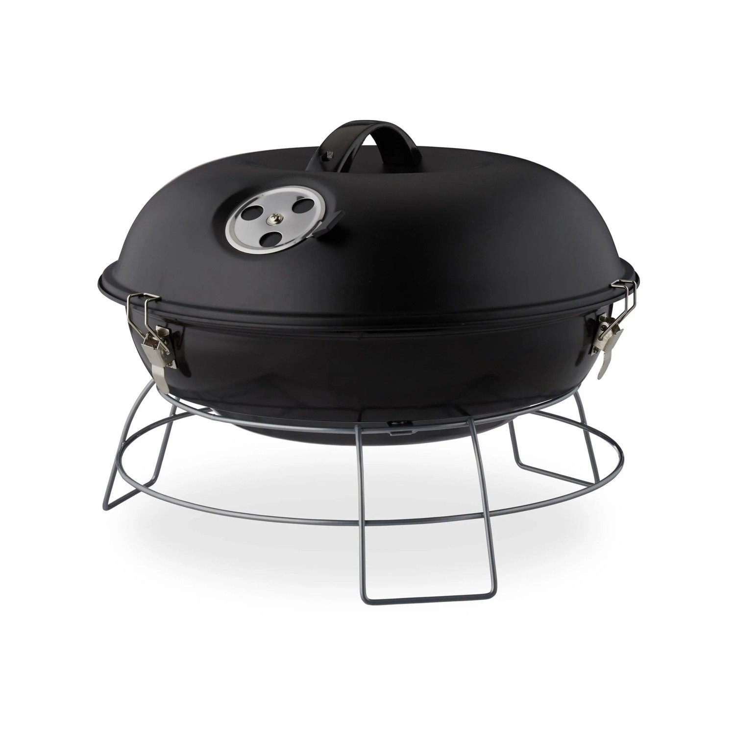 Relaxdays Kugelgrill Stahl Schwarz Tragbar 27 cm x 36 cm 2,2 kg