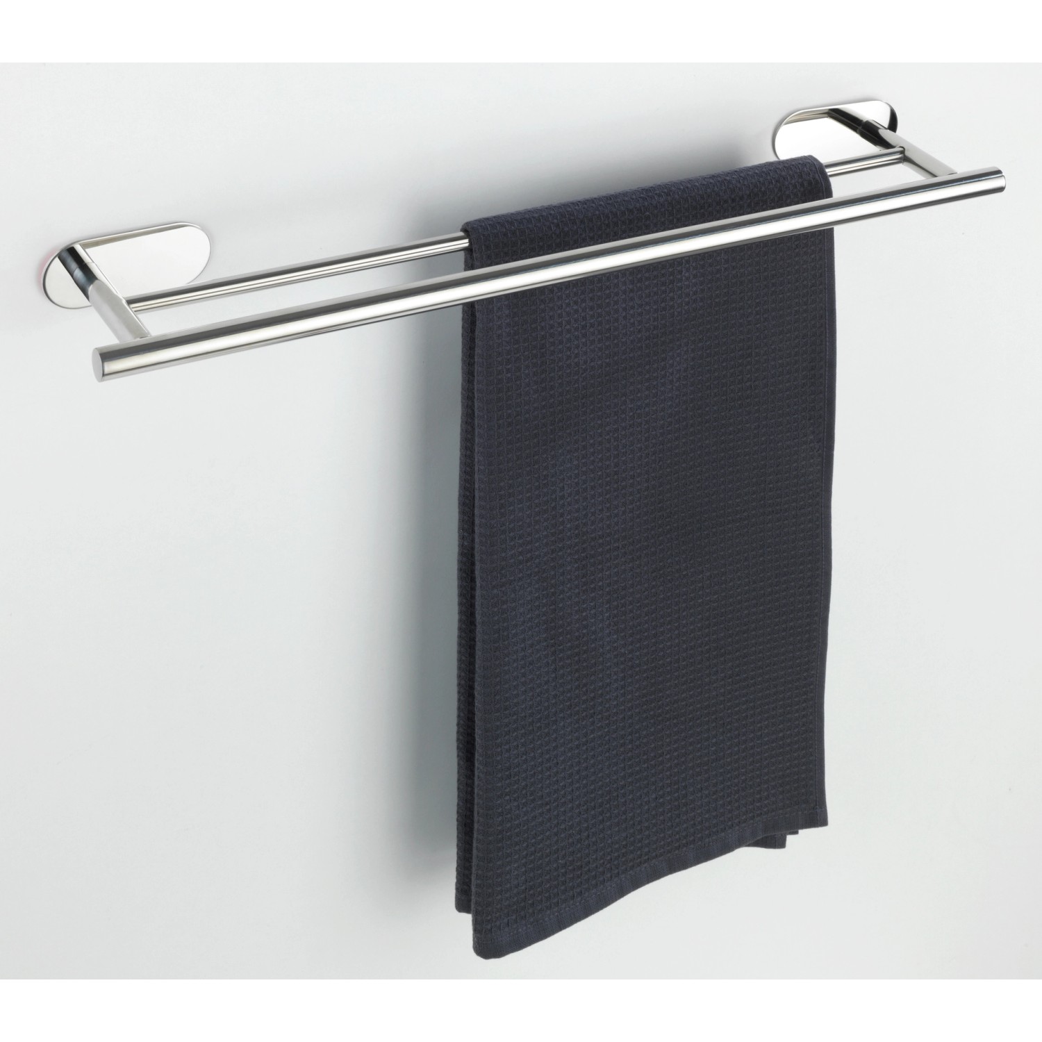 Wenko Badetuchstange Turbo-Loc Edelstahl Duo Orea Shine mit Handtuch.