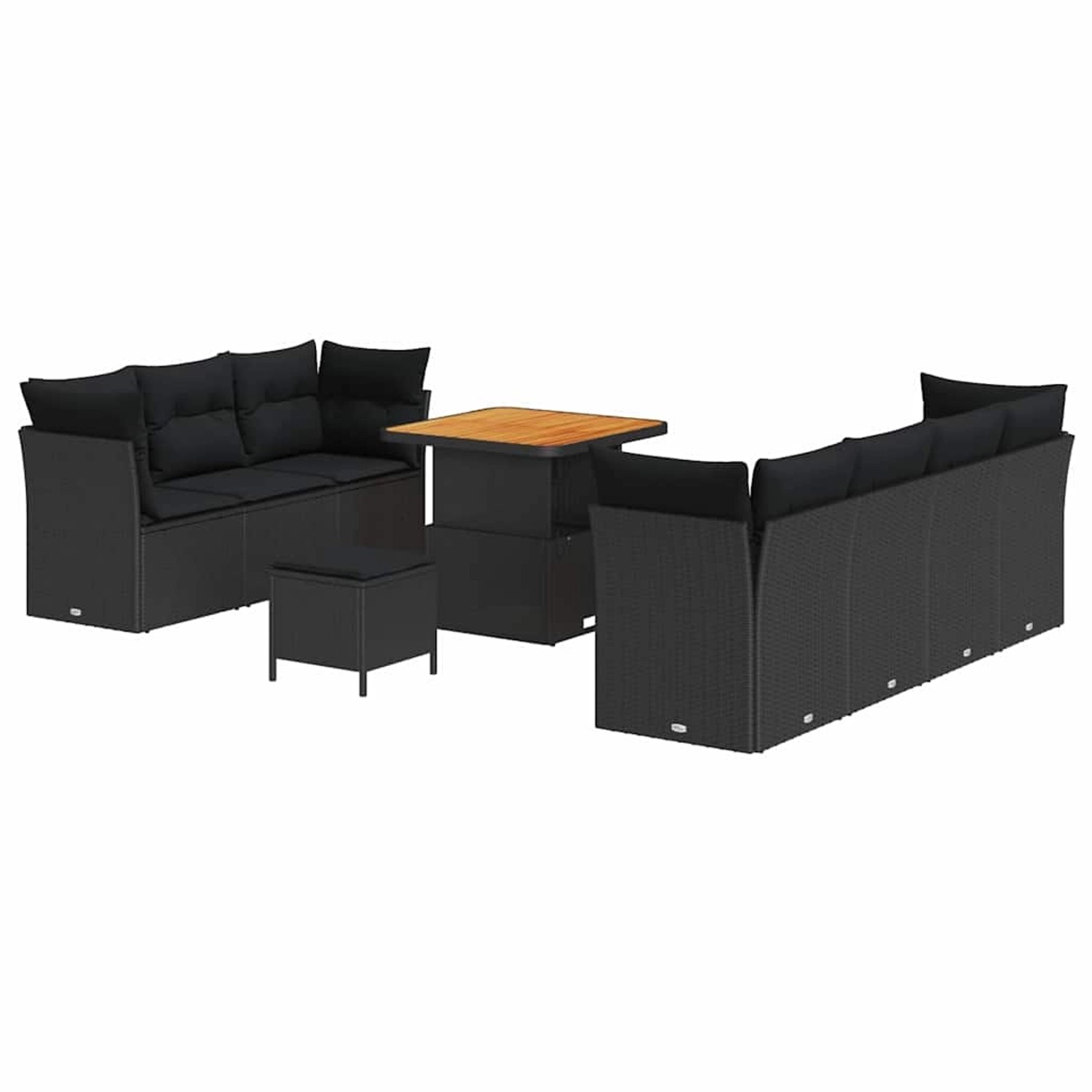 vidaXL 10-Teiliges Garten Sofa Set mit Kissen Schwarz Poly Rattan Akazie 33 günstig online kaufen