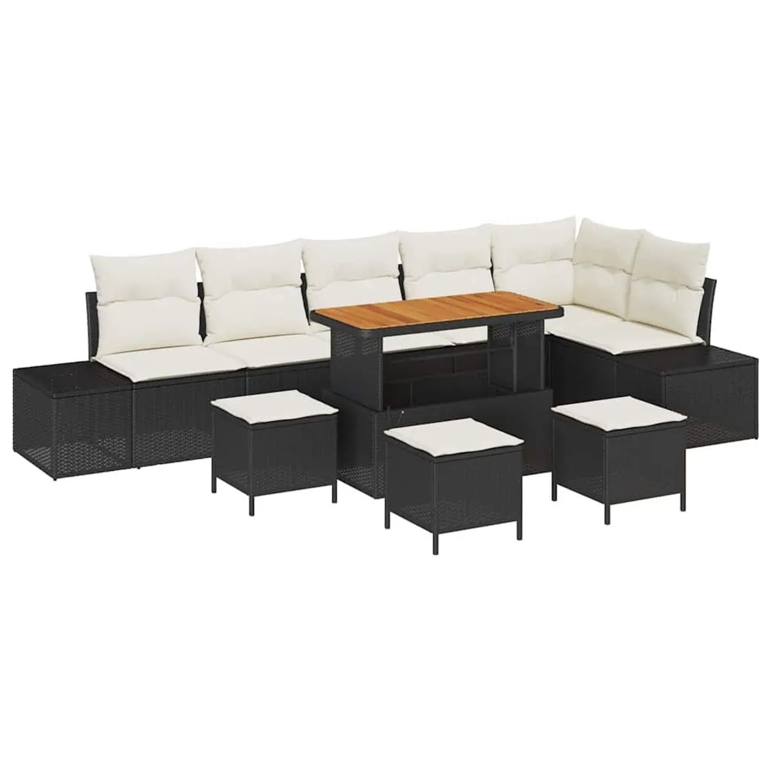 vidaXL Gartensofa-Set mit Kissen 10 Stk Schwarz Poly Rattan 3364760 günstig online kaufen