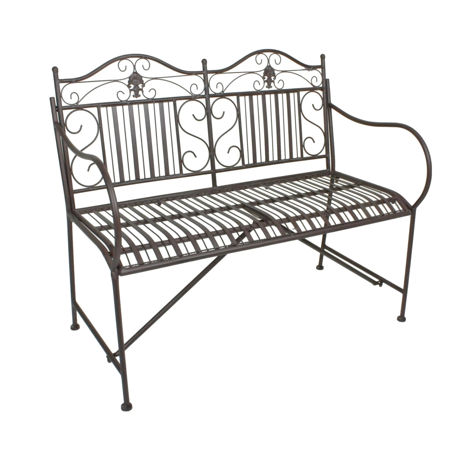 DELUKE Gartenbank SIGNE 106cm Breit Stahl Braun Terrassenbank Wetterfest Sitzbank Outdoor Bank