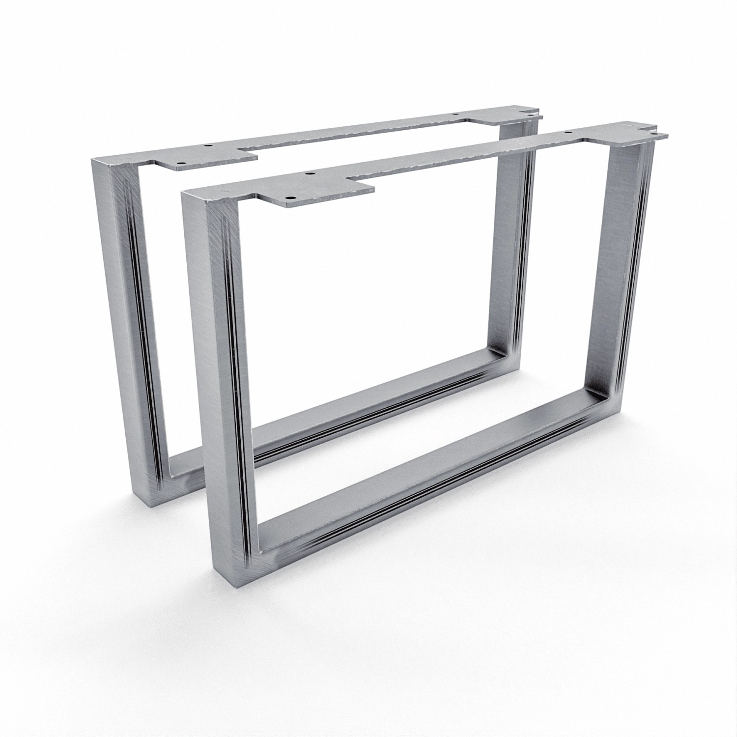 HEVVA Möbelfüße GRAZ 25 cm Hoch 40 cm Tief 2er Set Rohstahl-Klarlack