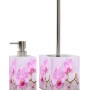 Sanilo Bad Set Blooming: Seifenspender und WC-Bürste mit Orchideen-Design.