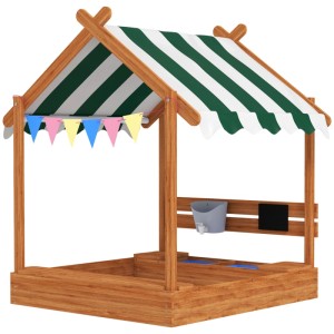Outsunny Sandkasten Tannenholz 124 x 116 x 146cm Orange