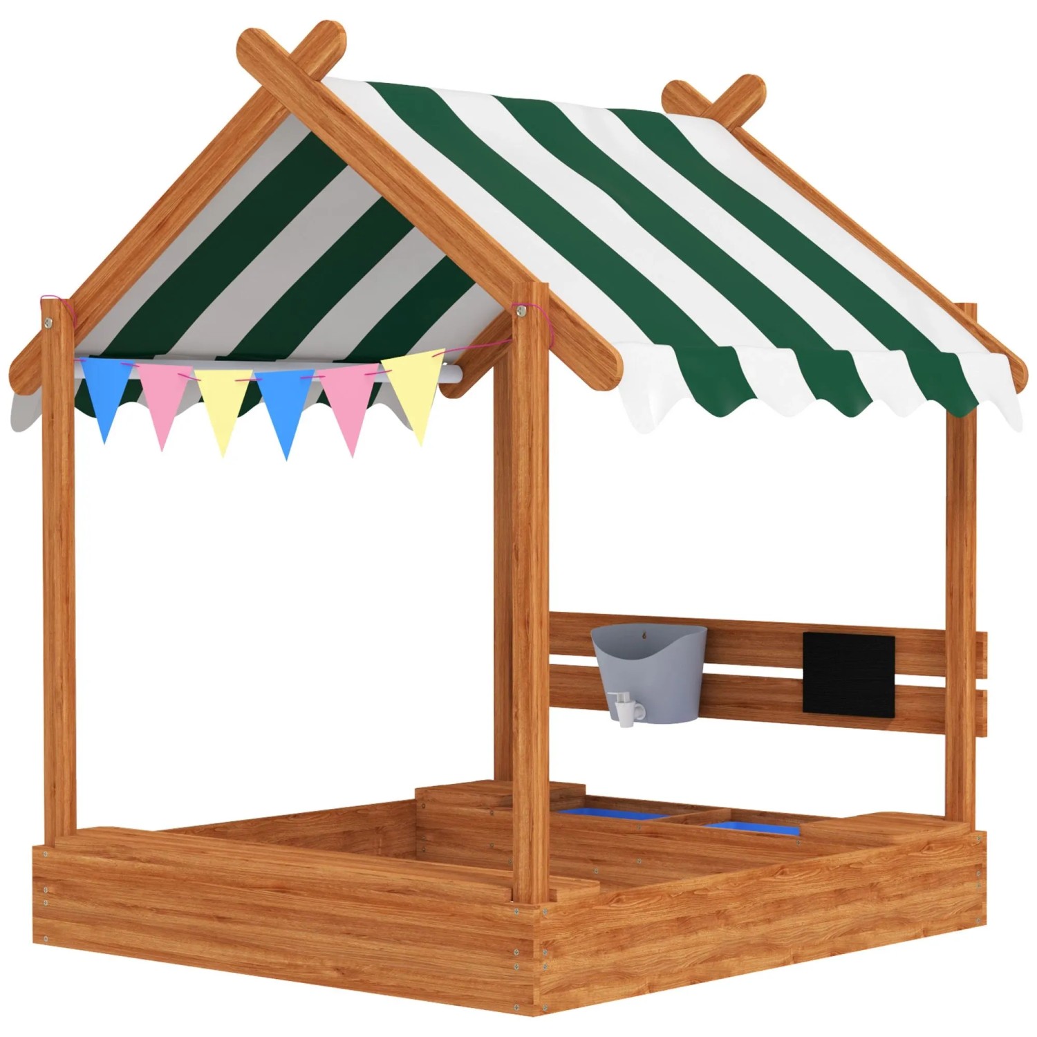 Outsunny Sandkasten Tannenholz 124 x 116 x 146cm Orange