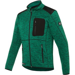Kübler Pulse Strickjacke Daily in Moosgrün/Schwarz, Größe XXL. Arbeitskleidung mit Reißverschluss und Taschen.