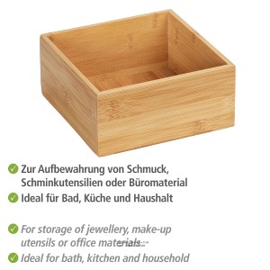 WENKO Ablage Terra M aus Bambus, quadratische Bad-Ablage für Bad-Wandregale.