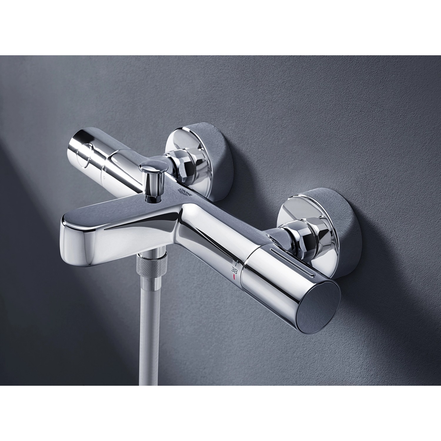 Grohe QuickFix Precision Get Thermostat-Wannenbatterie DN 15, Chrom-Armatur für die Wandmontage.