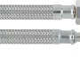 Flexibler Winkel-Anschlussschlauch, 14,9 mm (G 3/8) x 200 mm, aus Edelstahl umflochten.