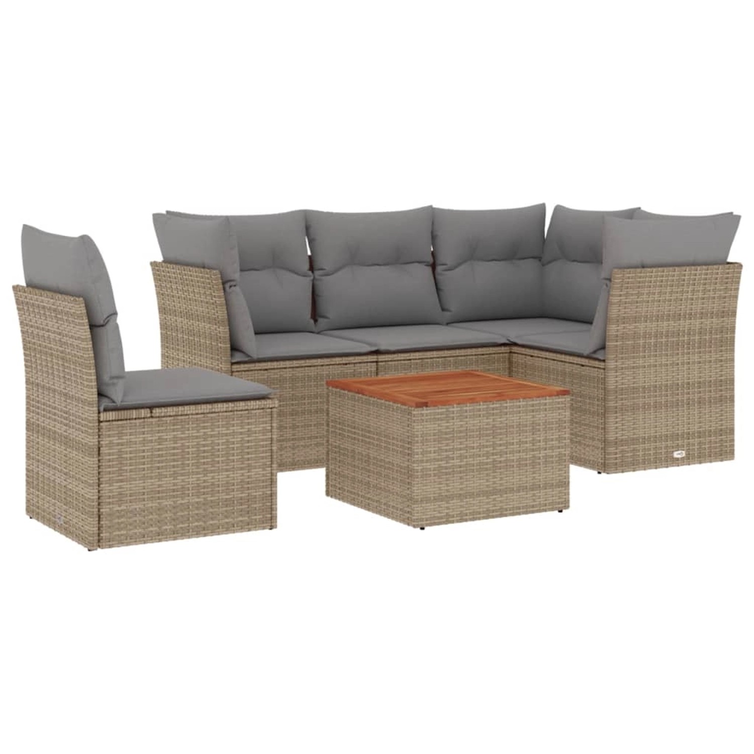 vidaXL 6-Tlg Garten-Sofagarnitur mit Kissen Beige Poly Rattan 3255975 günstig online kaufen