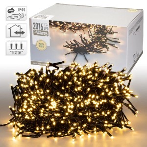 ECD Germany LED Büschel Lichterkette, 2016 warmweiße LEDs, 14,5m, für Weihnachtsbeleuchtung.
