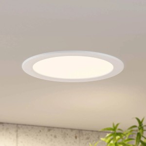 Weißer, runder PRIOS LED Einbaustrahler Cadance aus Aluminium für Bad und Feuchtraum.