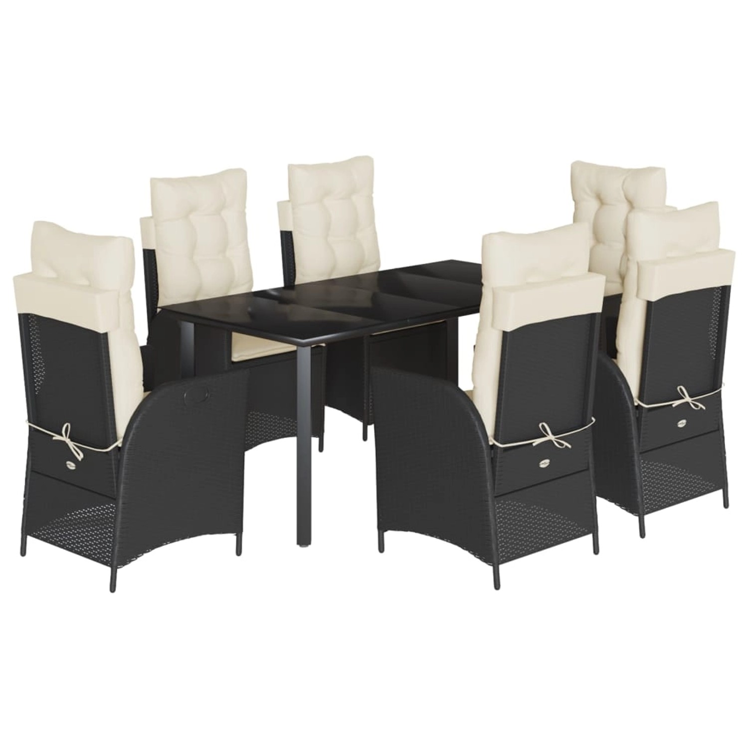 vidaXL 7-Tlg Garten-Essgruppe mit Kissen Schwarz Poly Rattan 3213169 günstig online kaufen
