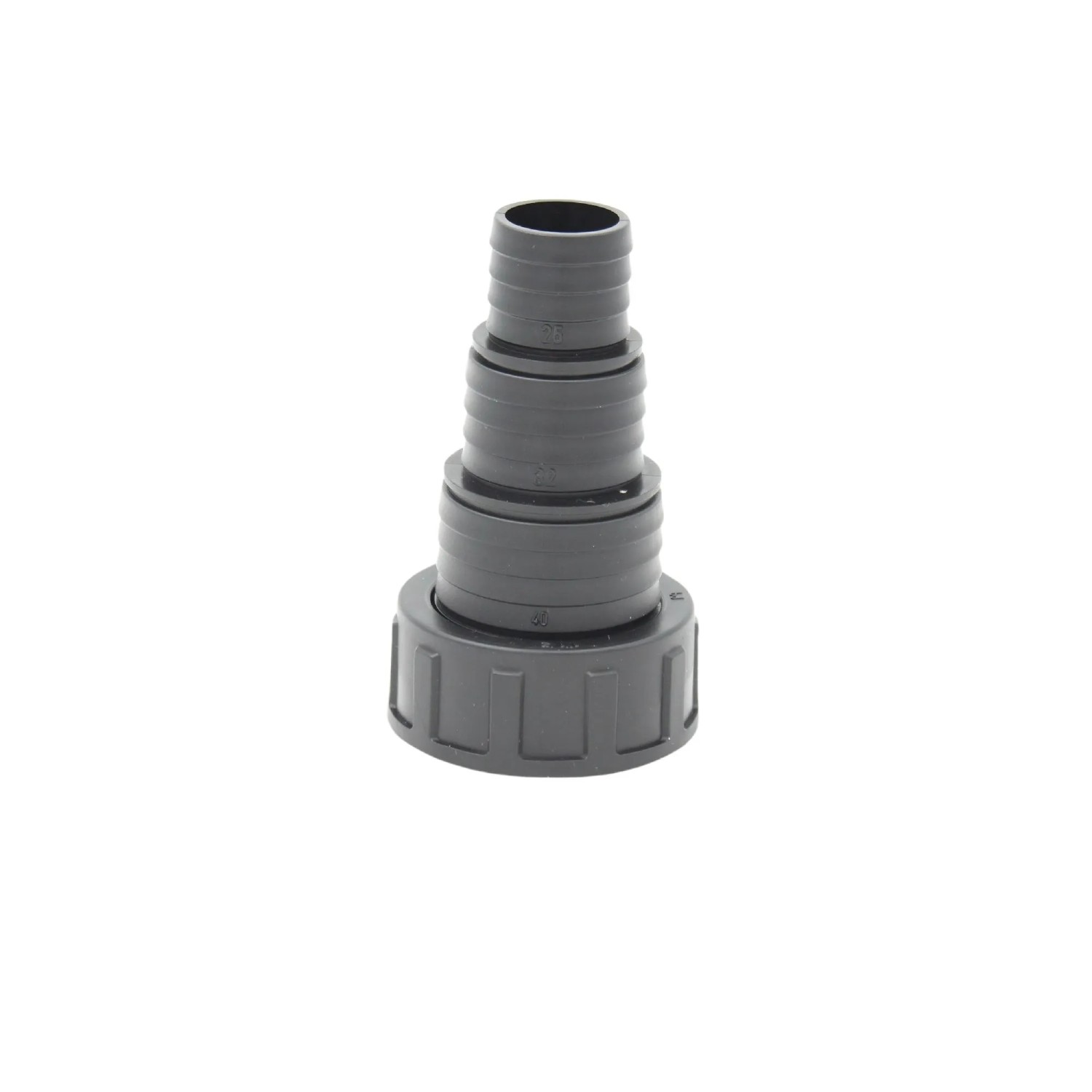 Stufen-Schlauchtülle 44,8 mm (Rp 1 1/2 Zoll) IG auf Schlauchtülle 40/32/25 mm PP