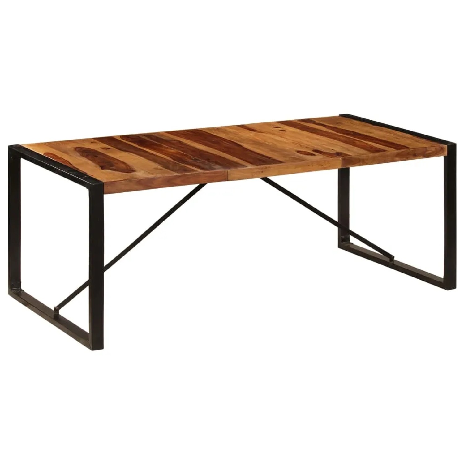 vidaXL Esstisch 200 x 100 x 75 cm Massivholz pulverbeschichteter Stahl